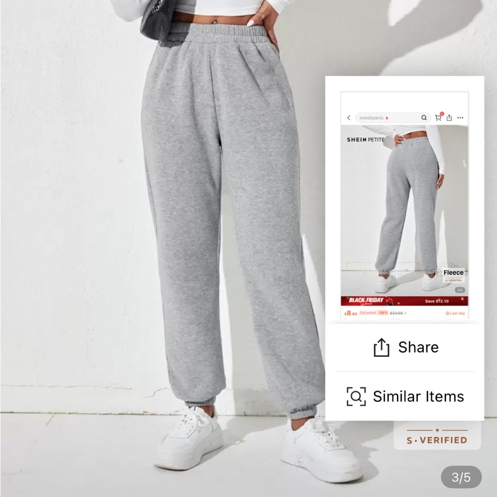 SHEIN Light Gray Joggers girls women’s XXS petite sweatpants casual athleisure - Picture 7 of 10